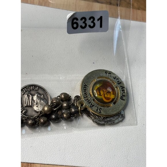 Vintage Religious St. Anthony Medal Pope John Paul II Charm & Beaded Rosary Chai - Picture 3 of 12